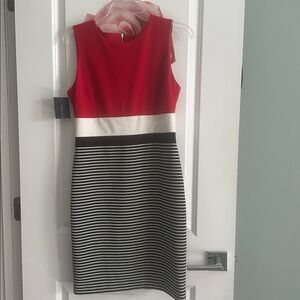 Tommy Hilfiger Red and Black Striped Mini Dress